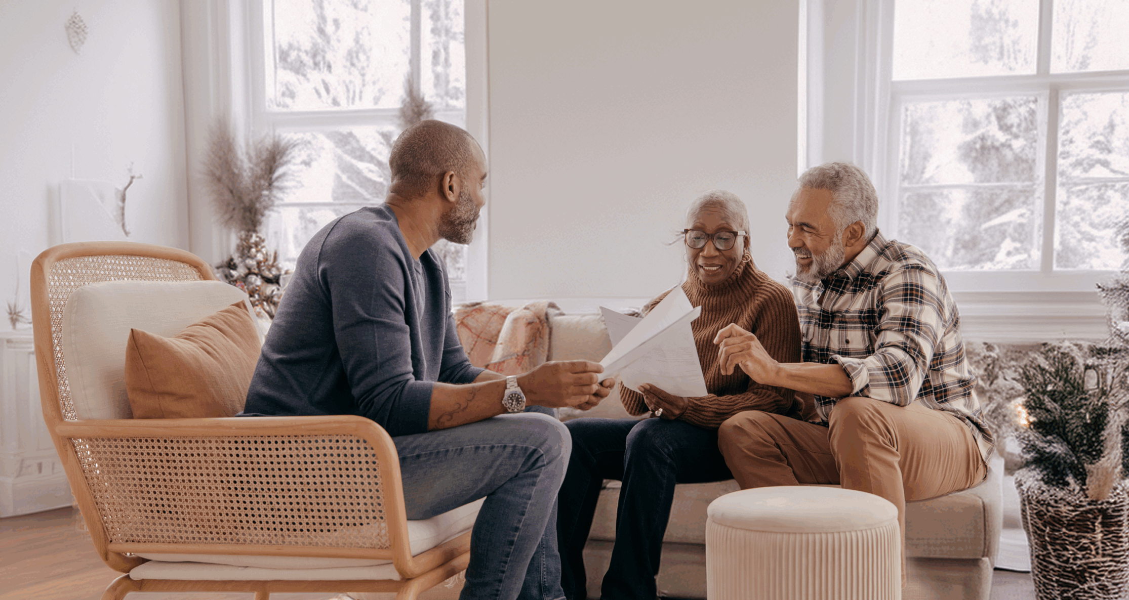 family in living room comparing their heloc alterntaive options