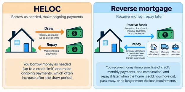 differences between a heloc and a reverse mortgage